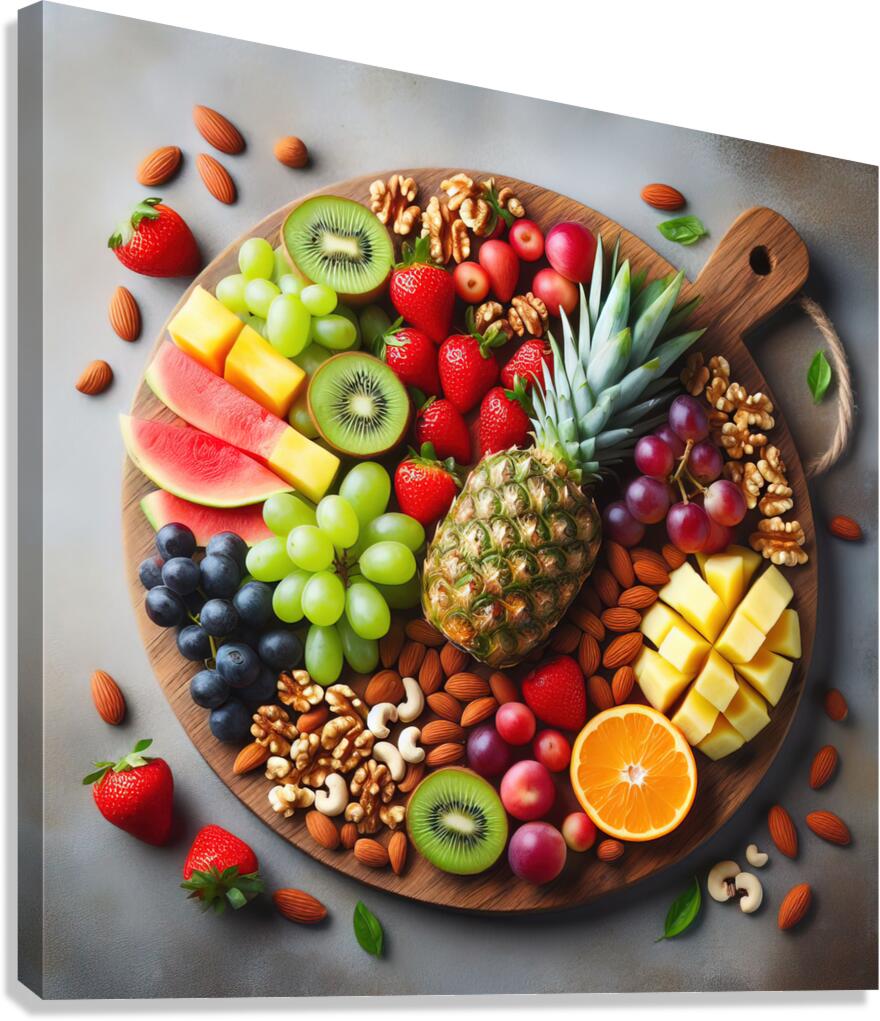 Assorted nuts background. Mix of walnuts almonds Canvas Print