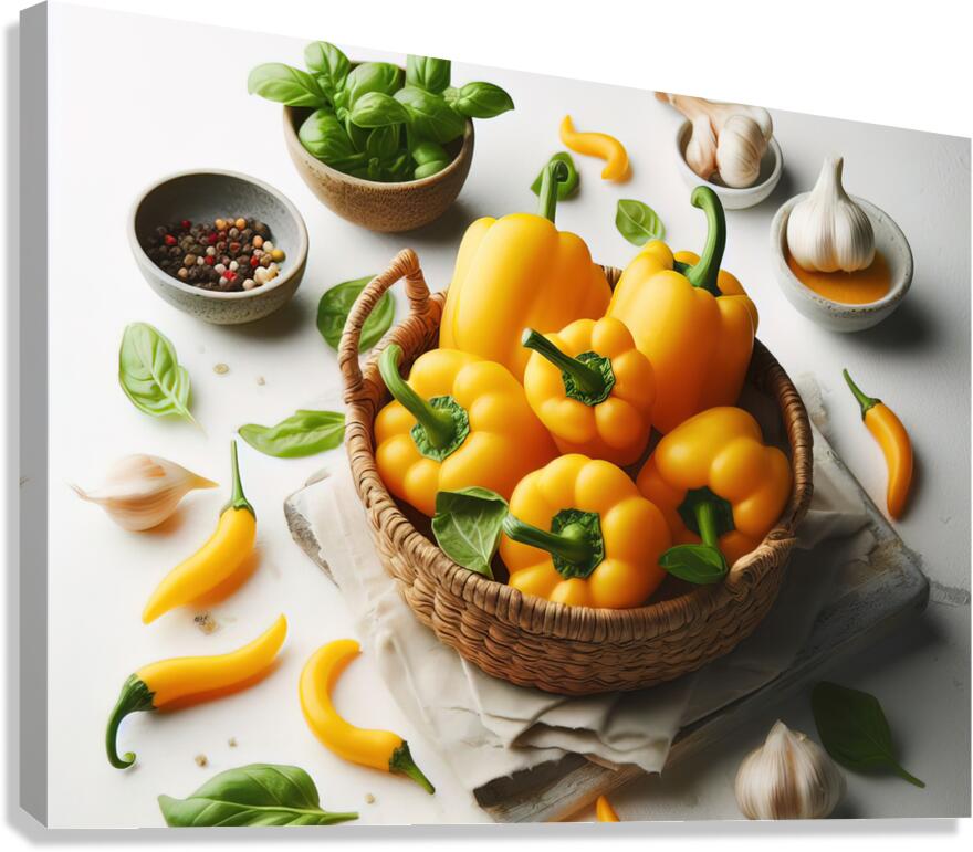 Red green yellow peppers food 15 Canvas Print