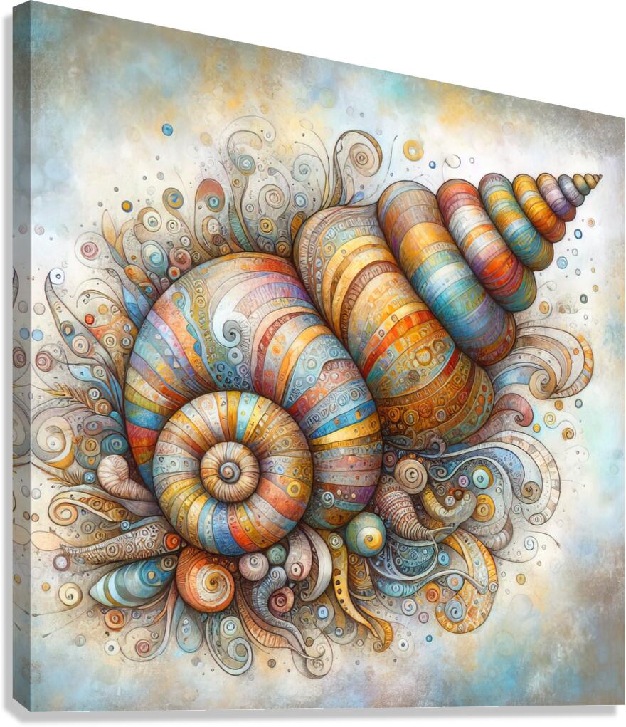 288 Mixed madia painting of a whimsical sea shell 1716491147.4485 Canvas Print