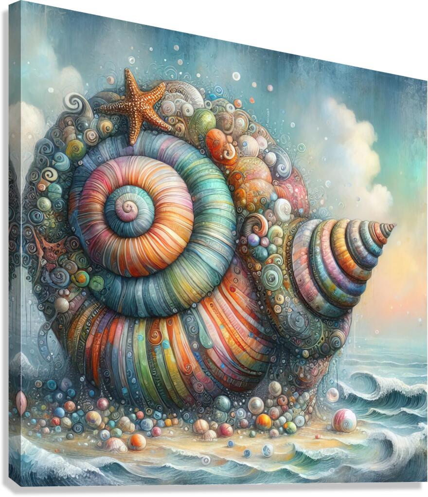 311 Mixed madia painting of a whimsical sea shell Canvas Print