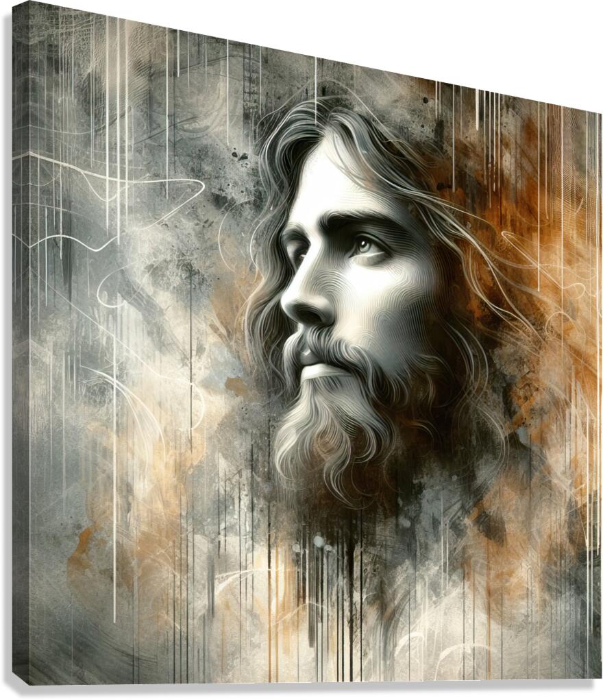 38 Portrait of Jesus Christ on abstract grunge ba Canvas Print