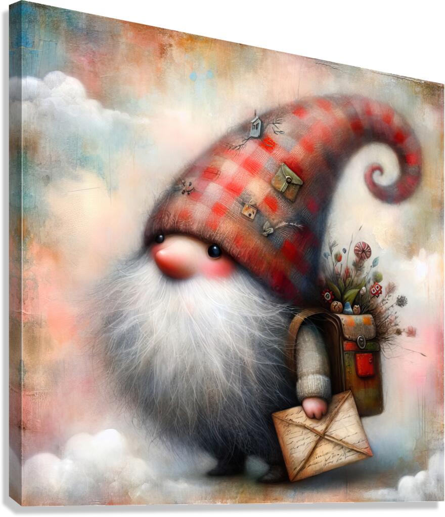 05 Mixed media painting of a whimsical nomeelf.jp Canvas Print