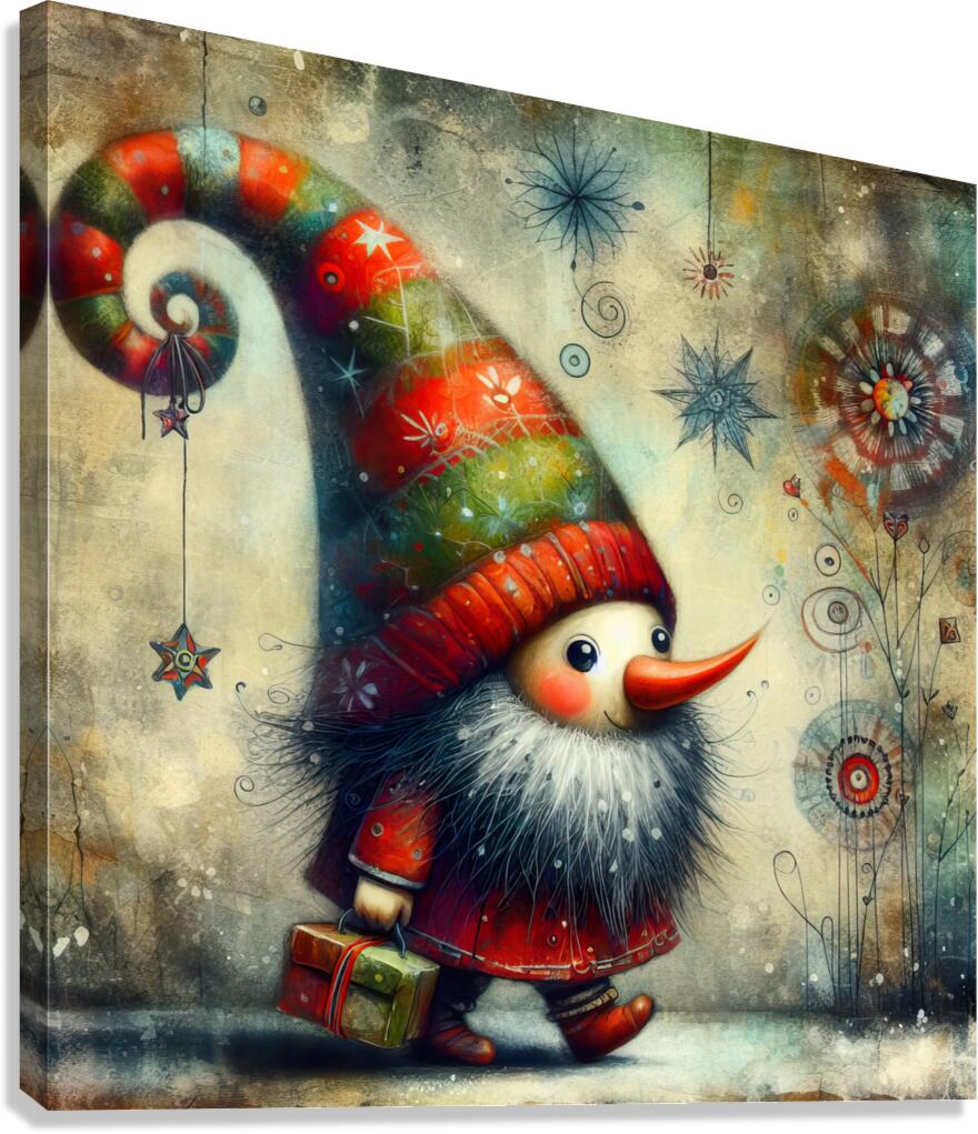 06 Mixed media painting of a whimsical nomeelf.jp Canvas Print