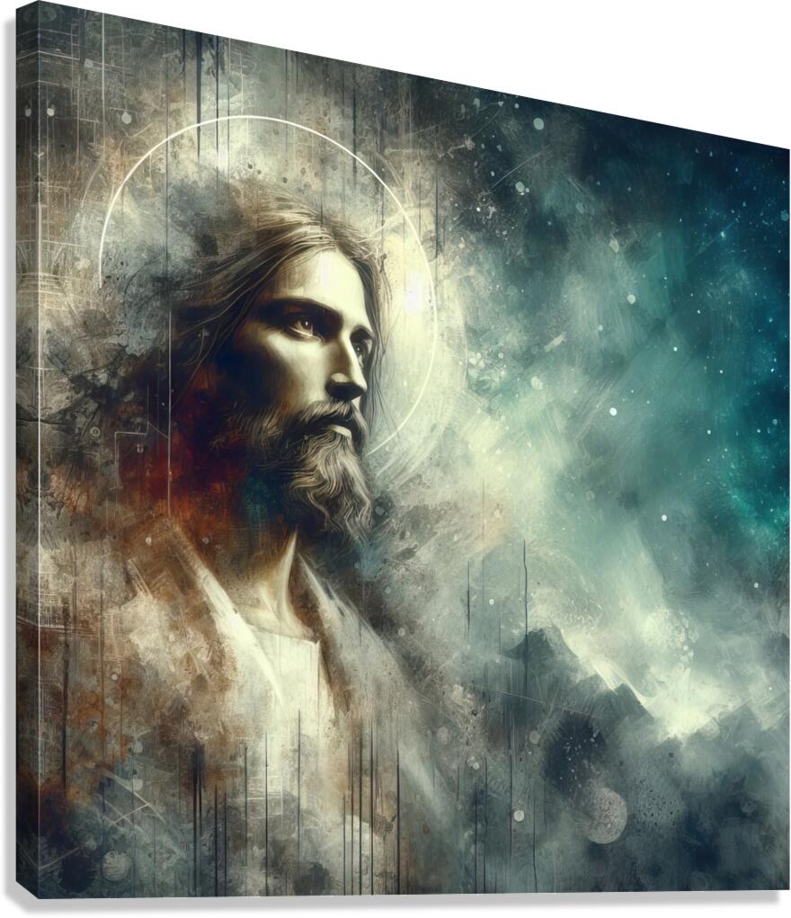 31 Portrait of Jesus Christ on abstract grunge ba Canvas Print