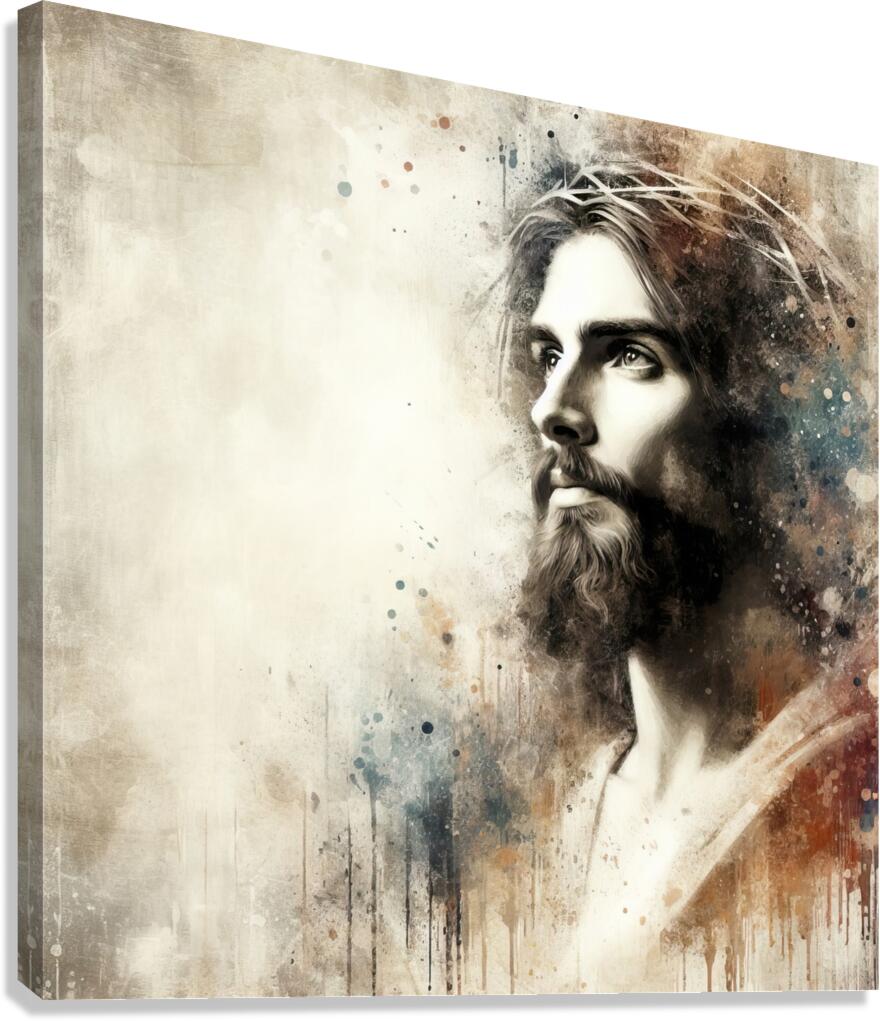 32 Portrait of Jesus Christ on abstract grunge ba Canvas Print