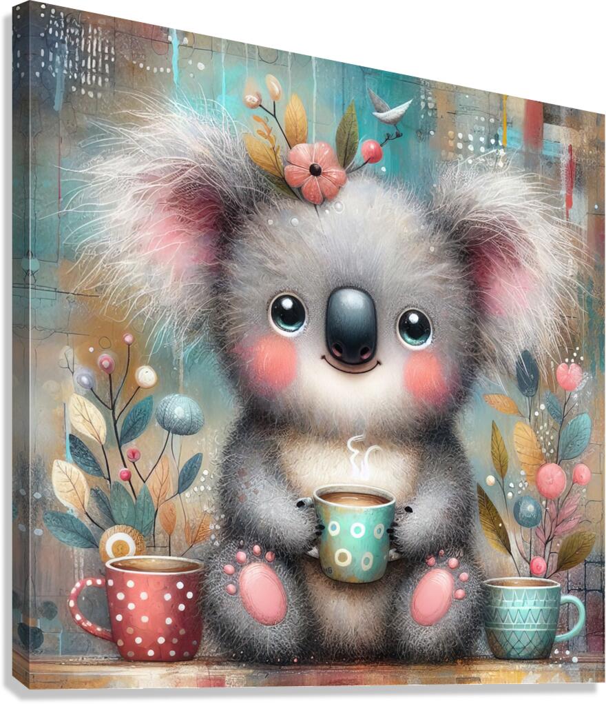 57 Mixed media painting of a whimsical koala Canvas Print