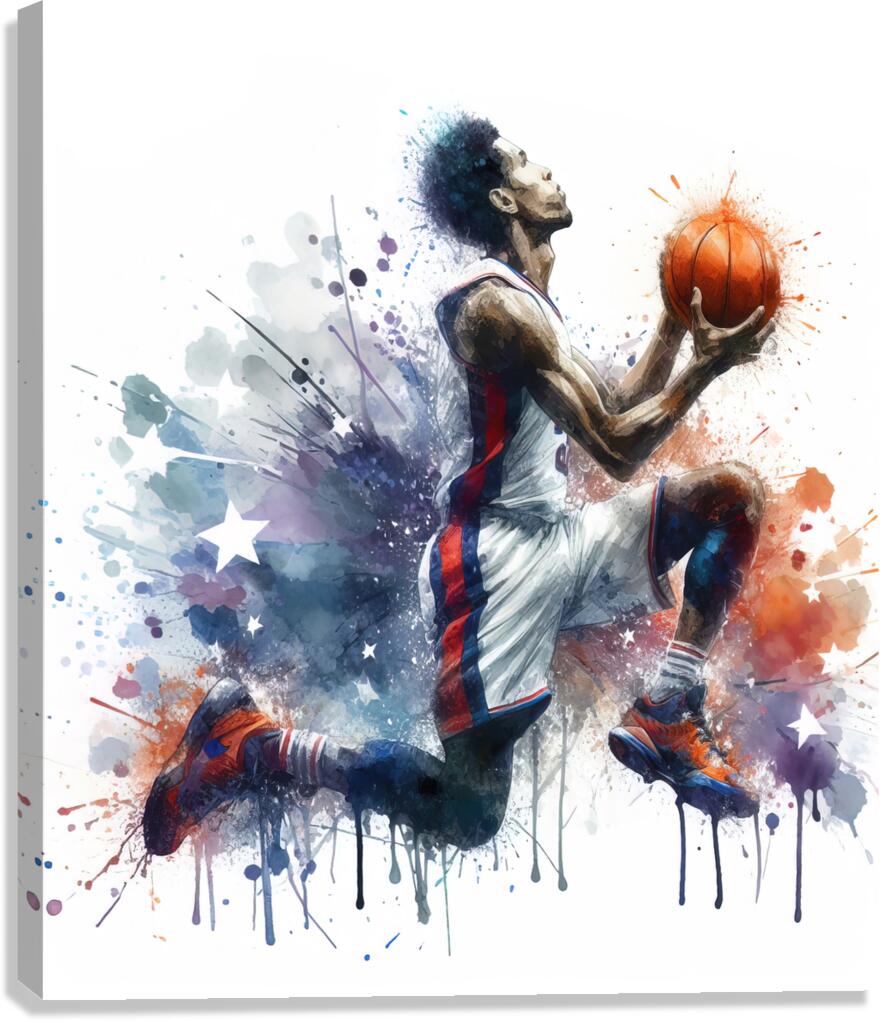 89 Basketball player in watercolor Canvas Print