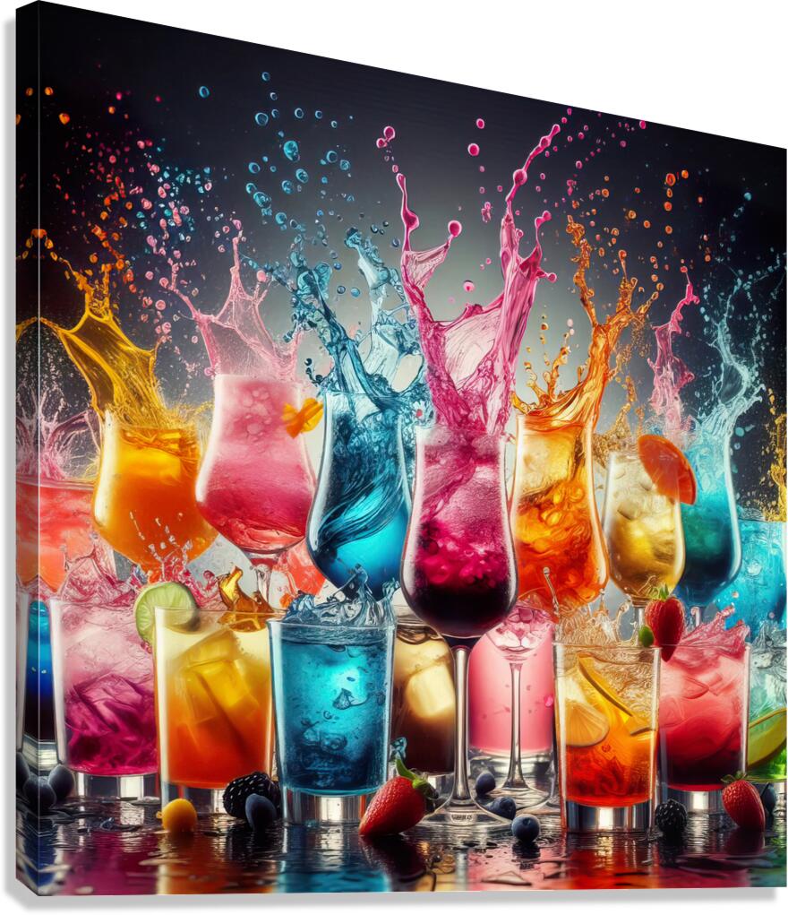 84 cocktail in glass with splashes Canvas Print