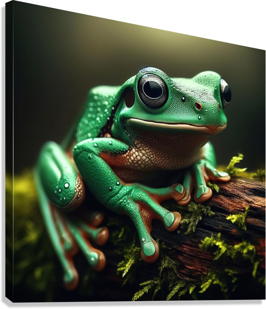 122 Green frog photography Canvas Print