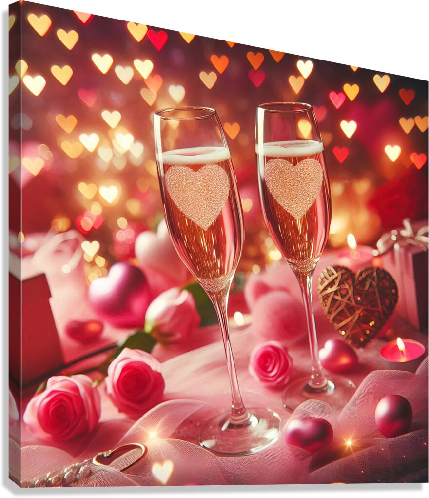 202 Two champagne glasses filled with sparkling w Canvas Print