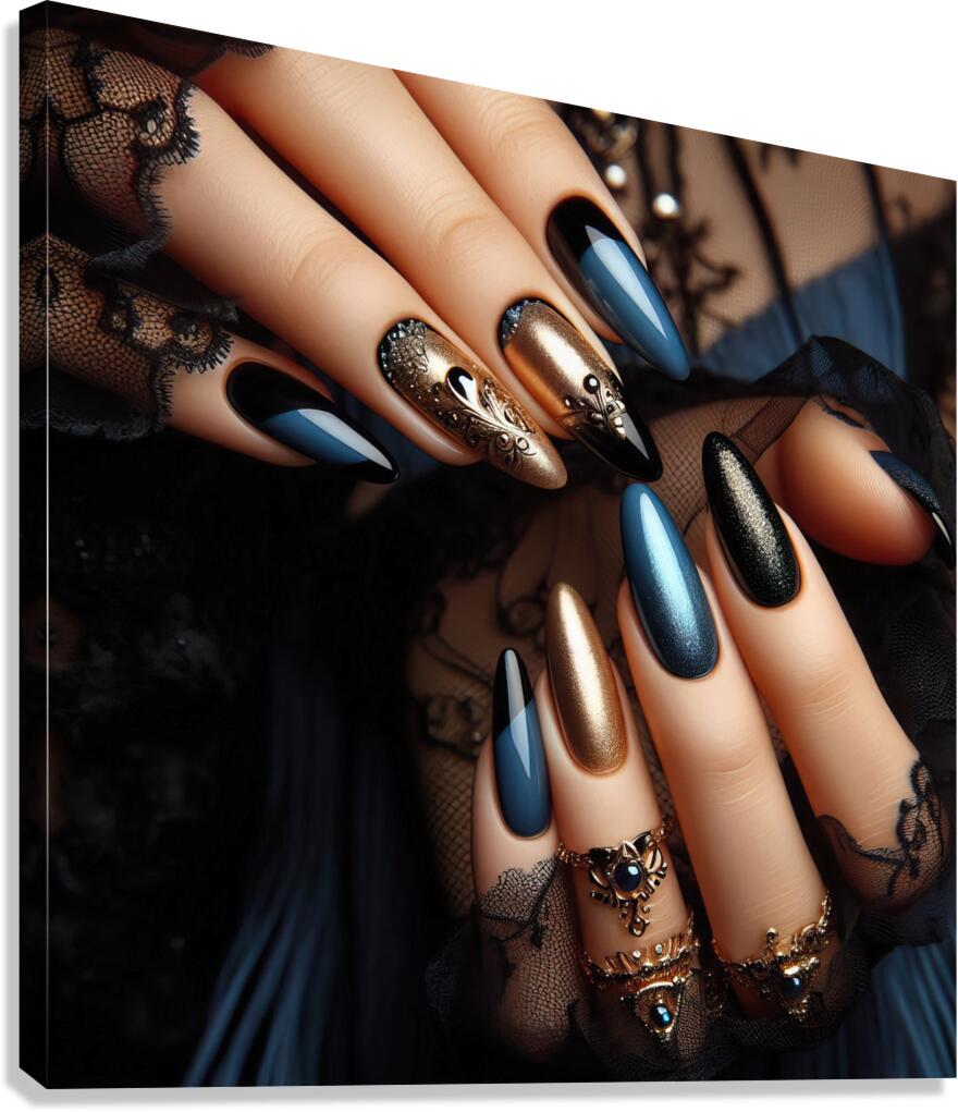 243 Close up of a woman s hand displaying a strik Canvas Print