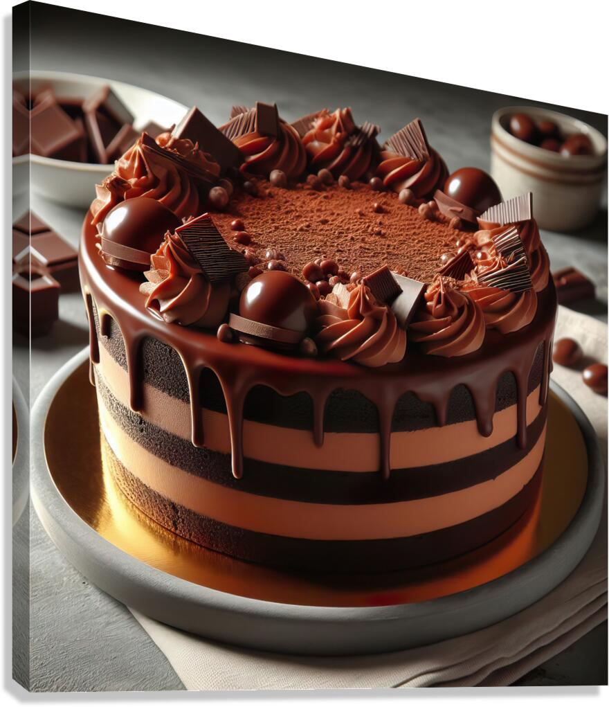 233 Chocolate cake with red berries and fruitscho Canvas Print