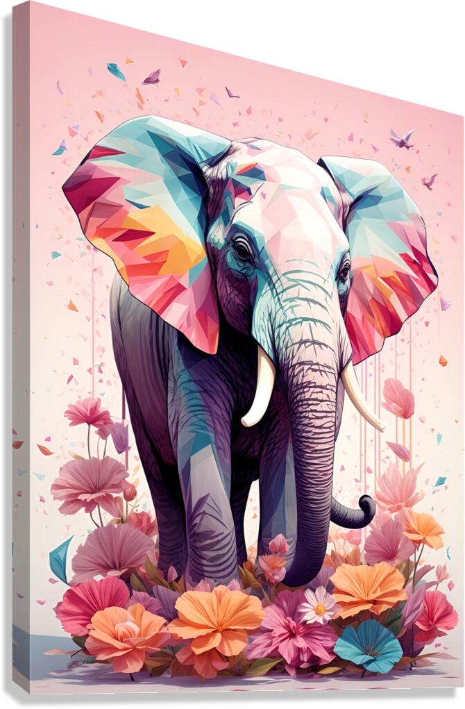 floral elephant Canvas Print