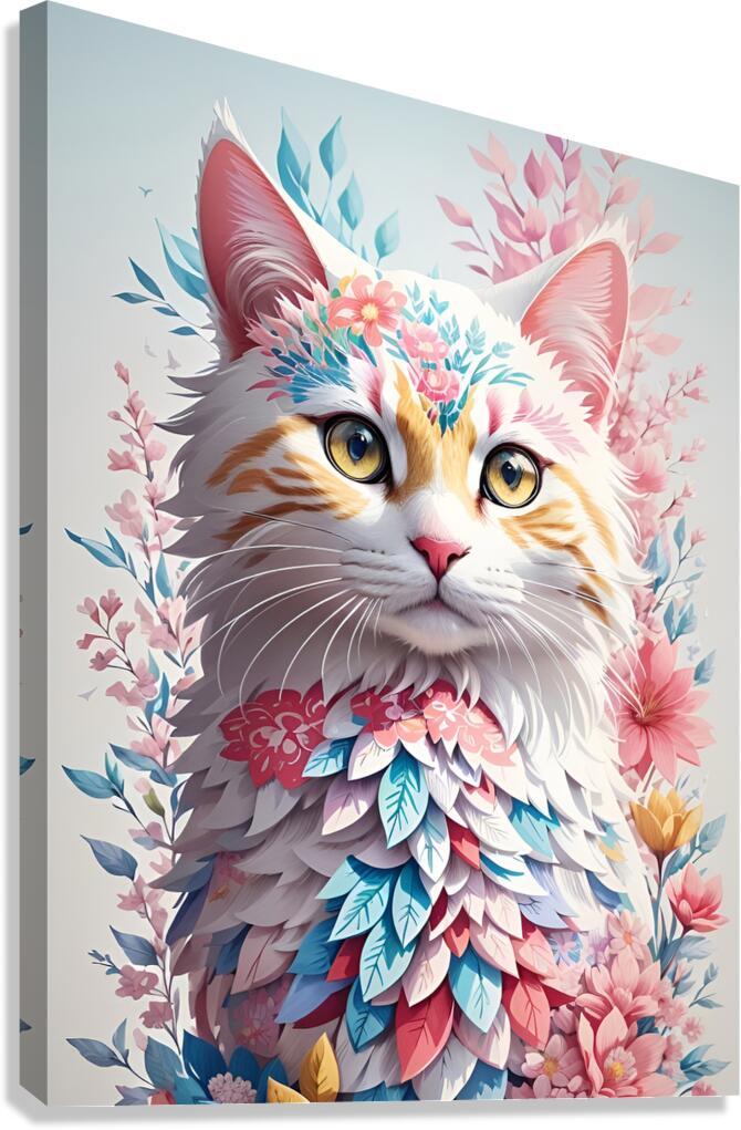 floral cat Canvas Print
