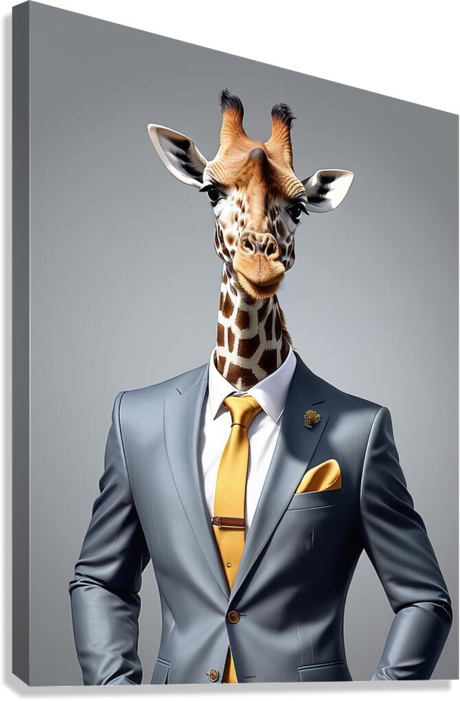 giraffe in suit Canvas Print