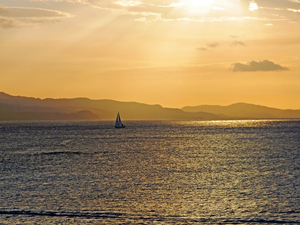 Sailing The Caribbean At Sunset