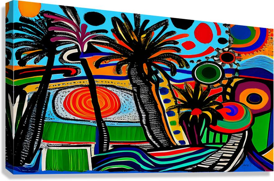 Palm City Blue Signed Canvas Print