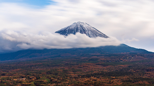 Scarf of Soft Clouds Enveloping Mt. Fuji
