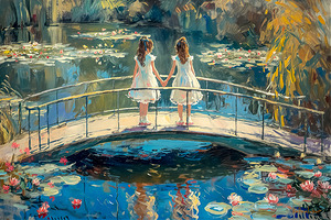 A Sisterly Moment in Monet s Gardens
