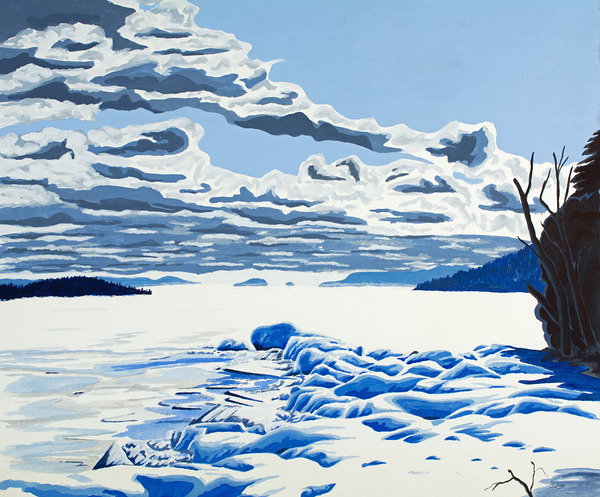 Mink Bay Winter Clouds Painting Digital Download