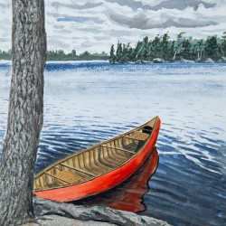 The Red Canoe Painting
