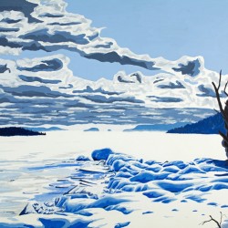 Mink Bay Winter Clouds Painting