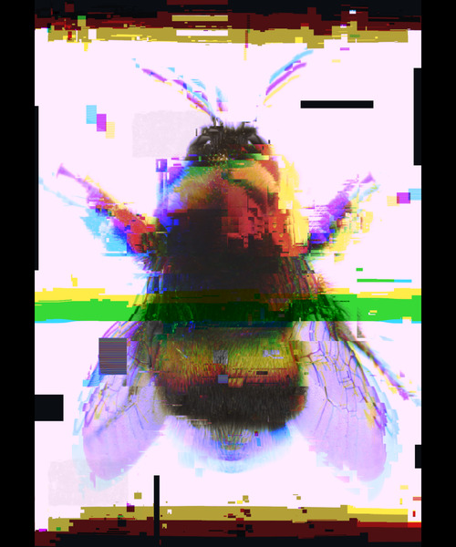 Bumble Bee Unique Pixel Abstract Art by Redamber65