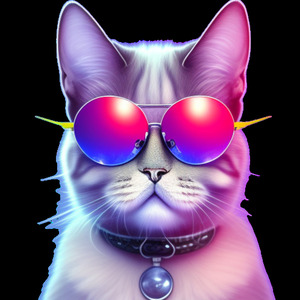 Gato branco com oculos rosa