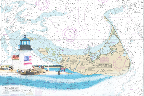 Nantucket Coastal Chart Digital Download