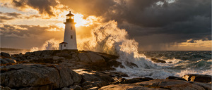 Strength Against the Tide Lighthouse at Sunset