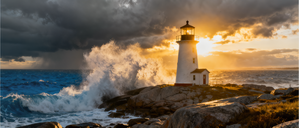 Waves of Light Lighthouse at the Edge of the Storm