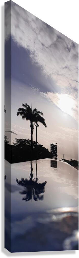 reflection on handrail Canvas Print