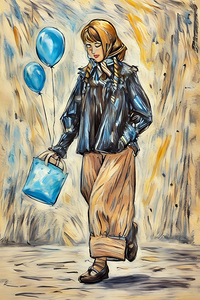 ArtXcl 045 woman walk balloons fasjion illustration