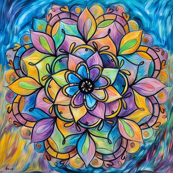 ArtXcl 1003 mandala flowers Print