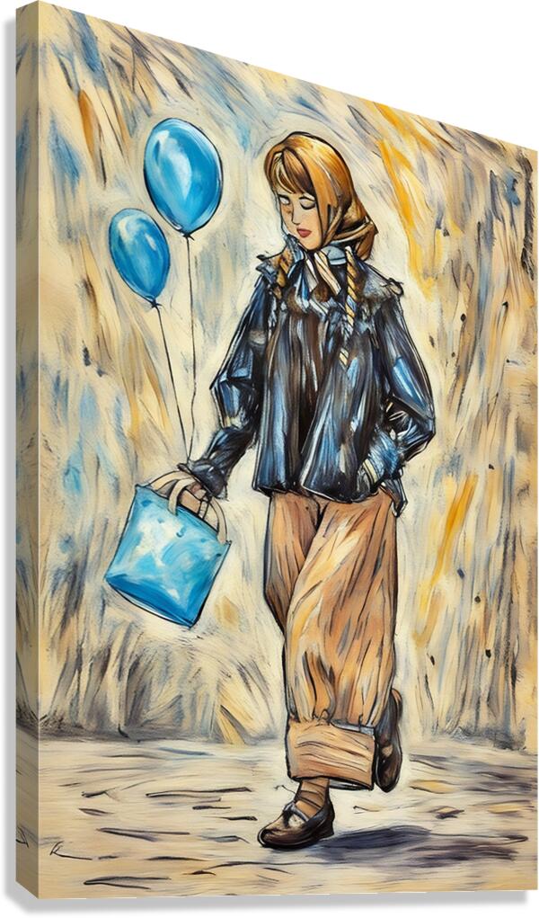 ArtXcl 045 woman walk balloons fasjion illustration Canvas Print