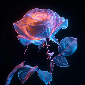 Dual Bloom Abstract Minimal  Floral  Botanical Digital Artwork