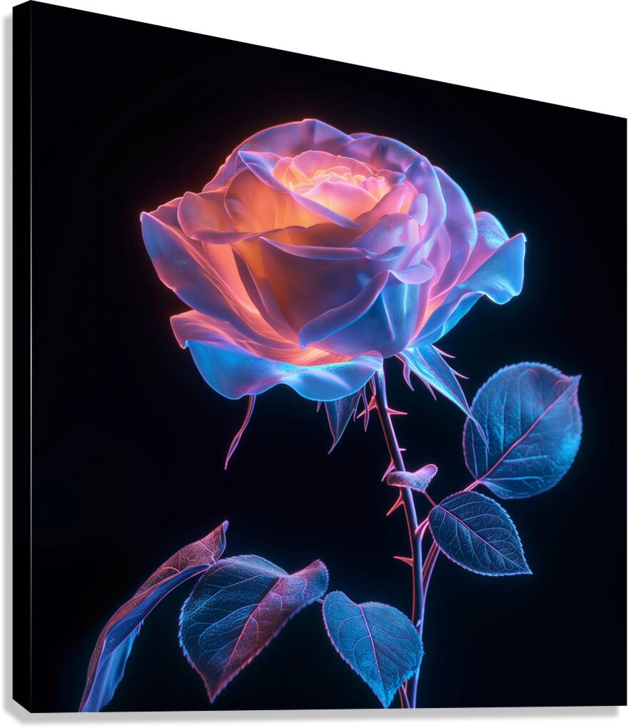 Dual Bloom Abstract Minimal  Floral  Botanical Digital Artwork Canvas Print