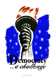 Democracy A Challenge Works Progress Administration WPA Poster