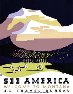 See America Welcome To Montana Works Progress Administration WPA Poster
