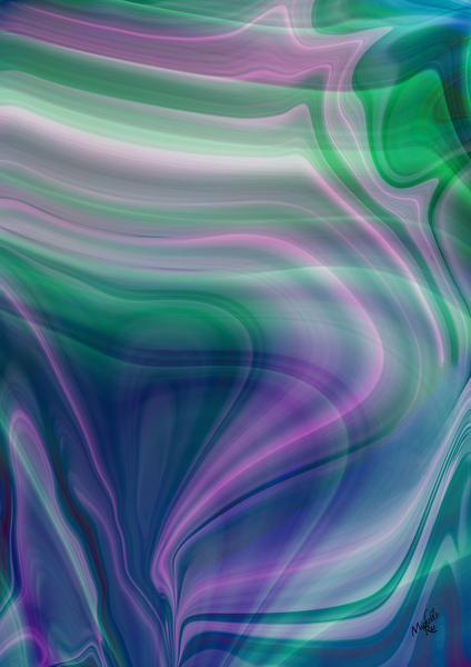 Purple and Green Abstract Print