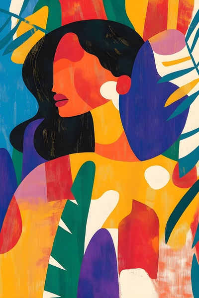 Vivid Harmony – Contemporary Abstract Portrait _Metal Prints by MAGICWALLS