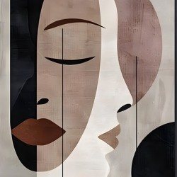 Silent Duality – Modern Abstract Face Composition Metal Prints