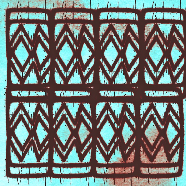 Brown Blue Rustic Print
