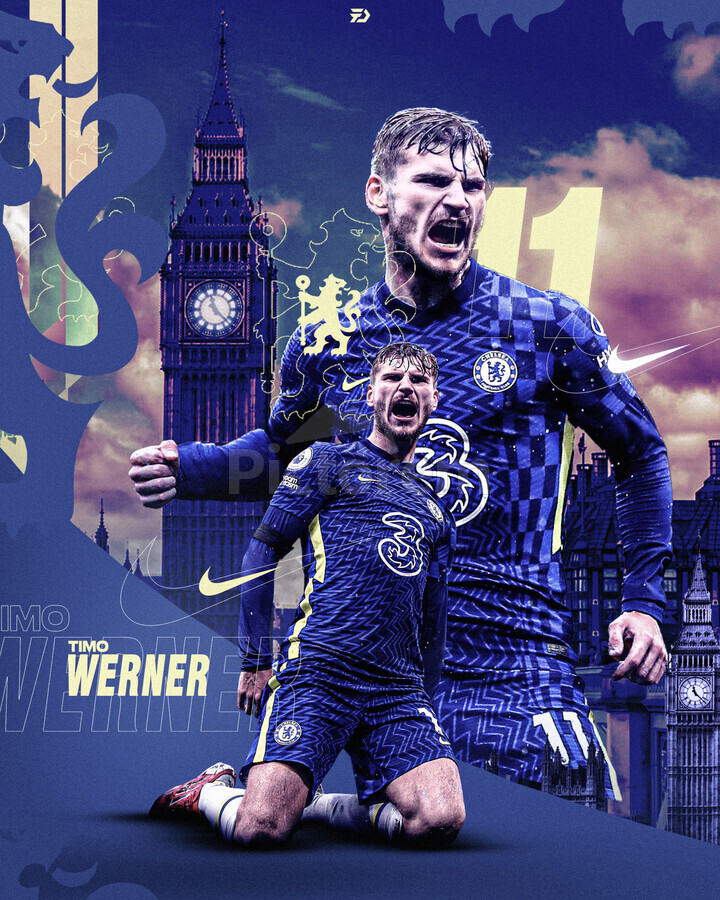 Timo Werner x Chelsea Fire Dznn Edition by Sporteriors Wall Art