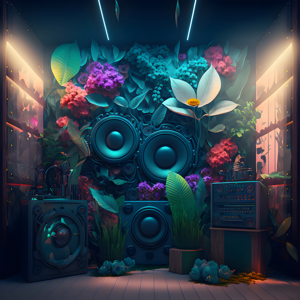 Futuristic high fidelity acoustic sound system. Ai generated. by Carlos Castilla
