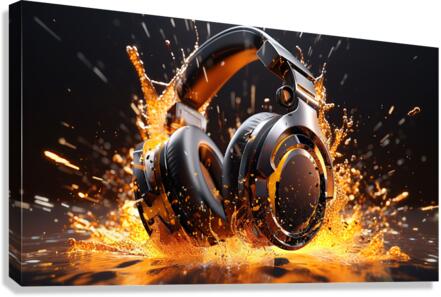 headphones splashing Canvas Print