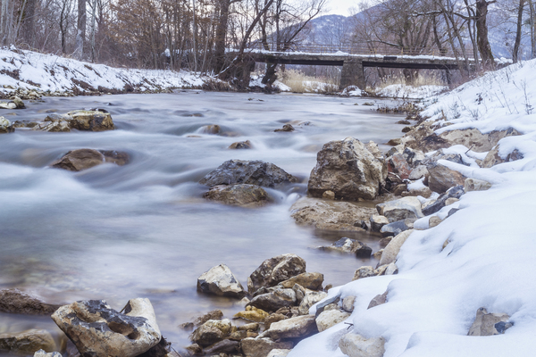 Long exposure photo of Otuca river in a winter. Croatian wilderness by Jurica Tomic Svarun
