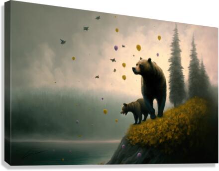 Bear and Cub Balloons Canvas Print