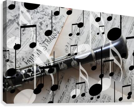 Music Notes Clarinet Canvas Print