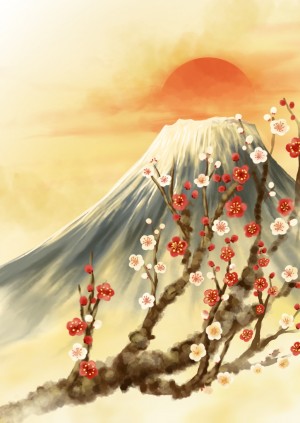 Cherry Blossom Sakura Mount Fuji Art